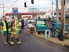 Chevy S-10 pickup hits utility pole after breaks fail coming down Crossland Avenue to Riverside Drive. (Photo by CPD-Jim Knoll)