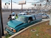 Chevy S-10 pickup hits utility pole after breaks fail coming down Crossland Avenue to Riverside Drive. (Photo by CPD-Jim Knoll)