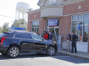 A pickup truck crashed into the front doors of F&M Bank on Madison Street today. (Jim Knoll, CPD)