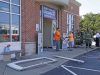 A pickup truck crashed into the front doors of F&M Bank on Madison Street today. (Jim Knoll, CPD)