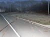 Trend marks on Tiny town road where a 2008 Nissan Maxima went off the right side of Tiny Town Road and collided with a tree. (Photo by CPD Melissa Spielhagen)