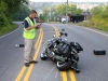 Harley motorcycle involved in a vehicle crash Friday morning. (Photo by CPD-Jim Knoll)