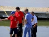 1983 Dodge Pickup being pulled out of the water at Liberty Park's Freedom Point.