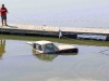 1983 Dodge Pickup being pulled out of the water at Liberty Park's Freedom Point.