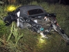 Mazda Miata collided with a Ford Mustang and then went off an embankment early Thursday morning. (Photo by CPD-Jim Knoll)