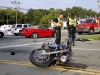 A Yamaha VTC motorcycle failed to stop at the red light at Beech Street and Providence Boulevard and crashed into a Ford Mustang, Sunday. (Jim Knoll, CPD)