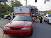 A Yamaha VTC motorcycle failed to stop at the red light at Beech Street and Providence Boulevard and crashed into a Ford Mustang, Sunday. (Jim Knoll, CPD)