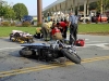 A Yamaha VTC motorcycle failed to stop at the red light at Beech Street and Providence Boulevard and crashed into a Ford Mustang, Sunday. (Jim Knoll, CPD)