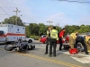 A Yamaha VTC motorcycle failed to stop at the red light at Beech Street and Providence Boulevard and crashed into a Ford Mustang, Sunday. (Jim Knoll, CPD)