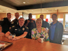 Clarksville Police Officers talking with McDonald's customers on National Coffee with a Cop Day.