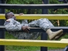 Sgt. Lonnie Francis, a Soldier with Headquarters and Headquarters Battery, 2nd Battalion, 44th Air Defense Artillery, 101st Airborne Division (Air Assault) Sustainment Brigade, negotiates the weaver obstacle Aug. 12, 2015, at the Air Assault obstacle course, Fort Campbell, Ky., as part of the Strike Fear Week competition. Francis was named 2nd Battalion’s noncommissioned officer of the quarter later in the week after winning the competition. (Spc. Joseph Green, 101st Airborne Division (Air Assault) Sustainment Brigade Public Affairs)