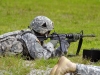 Spc. Triston Figueroa, a Soldier with Headquarters and Headquarters Battery, 2nd Battalion, 44th Air Defense Artillery, 101st Airborne Division (Air Assault) Sustainment Brigade, fires from the prone unsupported position during a qualification competition held Aug. 11, 2015, during 2nd Battalion's Strike Fear Week competition at Fort Campbell, Ky. (Spc. Joseph Green, 101st Airborne Division (Air Assault) Sustainment Brigade Public Affairs)