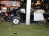 A 2002 VW Jetta crashed into a pole on the lot of Kentucky Fried Chicken on North Second Street early Sunday Morning. (Photo by CPD)