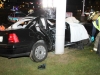 A 2002 VW Jetta crashed into a pole on the lot of Kentucky Fried Chicken on North Second Street early Sunday Morning. (Photo by CPD)