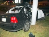 A 2002 VW Jetta crashed into a pole on the lot of Kentucky Fried Chicken on North Second Street early Sunday Morning. (Photo by CPD)