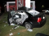 A 2002 VW Jetta crashed into a pole on the lot of Kentucky Fried Chicken on North Second Street early Sunday Morning. (Photo by CPD)