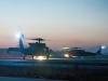 UH-60 Black Hawk helicopters with A Company, 5th Battalion, 101st Combat Aviation Brigade, Task Force No Mercy, taxi to the flightline to leave for a night mission at Forward Operating Base Salerno, Afghanistan, Jan. 23, 2013. (U.S. Army photo by Sgt. Duncan Brennan, 101st CAB public affairs)