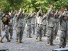 Air Assault candidates from across the 101st Airborne Division (Air Assault), prepare to compete in the side straddle hop exercise at the Sabalauski Air Assault School, Fort Campbell, Monday, August 19, 2013. Leaders throughout the Rakkasans took part in the “day zero” training to better understand the standards and expectations. (U.S. Army Photo by Army Spc. Brian Smith-Dutton, 3BCT Public Affairs)