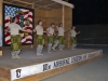 From left, Sgt. 1st Class Christabel Jennings, Warrant Officer Abigail Baker, Pfc. Timothy Cruz, Spc. Sally Rodriguez and Maj. Jessica Higa, all with the 101st Sustainment Brigade, Task Force Lifeliner, Joint Forces Command – United Assistance, dance the Pate Pate dance for the Buchanan talent show to celebrate the New Year at Camp Buchanan, Buchanan, Liberia, Dec. 31, 2014. (Sgt. 1st Class Mary Rose Mittlesteadt, 101st Sustainment Brigade Public Affairs)