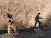 U.S. Army Spc. Erik Nantz, a medic attached to Blue Platoon, Troop B, 1st Squadron, 33rd Calvary Regiment, 3rd Brigade Combat Team, 101st Airborne Division (Air Assault), points out a possible weapons cache location in Shamal District, Oct. 26, 2012. Troop B conducted route reconnaissance and looked for weapons caches and improvised explosive devices. (U.S Army photo by Sgt. Christopher Bonebrake, 115th Mobile Public Affairs Detachment)