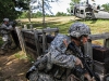 Sgt. Kyle Mays, an infantryman team leader assigned to Company C, 3rd Battalion, 187th Infantry Regiment, 3rd Brigade Combat Team \"Rakkasans,\" 101st Airborne Division (Air Assault), orders his team to assault an objective during a fire team exercise at Fort Campbell, Ky., Sept. 24, 2013. The team exercise was one event that soldiers had to complete during a three-day field training exercise, designed to strengthen the battalion\'s fire teams. (Spc. Brian Smith-Dutton 3/101 Public Affairs)