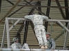 A demonstration of different repelling techniques at the Air Assault Tower.