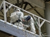 A demonstration of different repelling techniques at the Air Assault Tower.