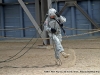 A demonstration of different repelling techniques at the Air Assault Tower.