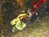 EMS taking one of the passengers to an awaiting helicopter to be LifeFlighted to the hospital. (Photo by CPD-Jim Knoll)