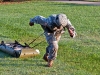 Spc. Lamisha from Headquarters and Headquarters Company, 2nd Brigade Combat Team, 101st Airborne Division (Air Assault), gives everything she has while pulling a loaded medical liter for a total of 150-meters, Oct. 4 at Fort Campbell’s Strike Field during the Strike Brigade’s combat focused physical training competition called the Iron Strike Challenge. The challenge is designed to push participants to their physical limits while promoting team and unit cohesion. (U.S. Army photo by Sgt. Mike Monroe, 2nd BCT PAO, 101st Abn. Div.)