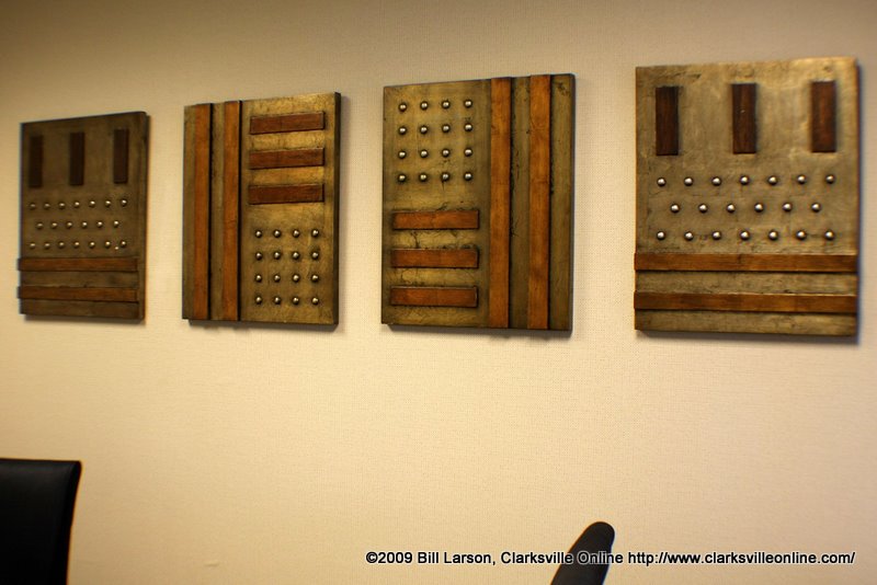 Conference Room decor denotes modern geometric influences Decorative touches