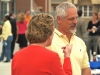 Kim McMillan chats with a picnic guest        