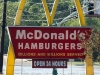 The McDonald\'s sign surrounded by water