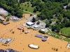 An aerial view of the submerged McDonald\'s Restaurant on Riverside Drive during the Great Flood of 2010 (Larson Enterprises)