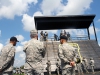 Students and cadre members of The Sabalauski Air Assault School conduct a rappelling demonstration for Sgt. Maj. of the Army Raymond F. Chandler III, Sept. 4, 2014, at Fort Campbell, Ky. Fort Campbell is home to the only air assault division in the Army.  (U.S. Army photo by Staff Sgt. Candice Funchess, 101st Airborne Division (Air Assault) Public Affairs)