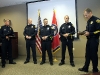 Deputy Chief Mike Parr, Officer Mark Wilson, Officer Jeff Danault, Officer Nathan Lee, and Chief Al Ansley—Chief reading the award citation. (Photo by CPD-Jim Knoll)
