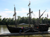 The Niña and Pinta are docked at Clarksville's McGregor Park