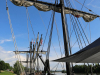 The Niña and Pinta are docked at Clarksville's McGregor Park