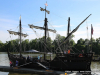 The Niña and Pinta are docked at Clarksville's McGregor Park