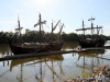 The Niña and Pinta are docked at Clarksville's McGregor Park