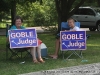 Supporters promoting their candidates at Cumberland Presbyterian Church (District 21) on Golf Club Lane