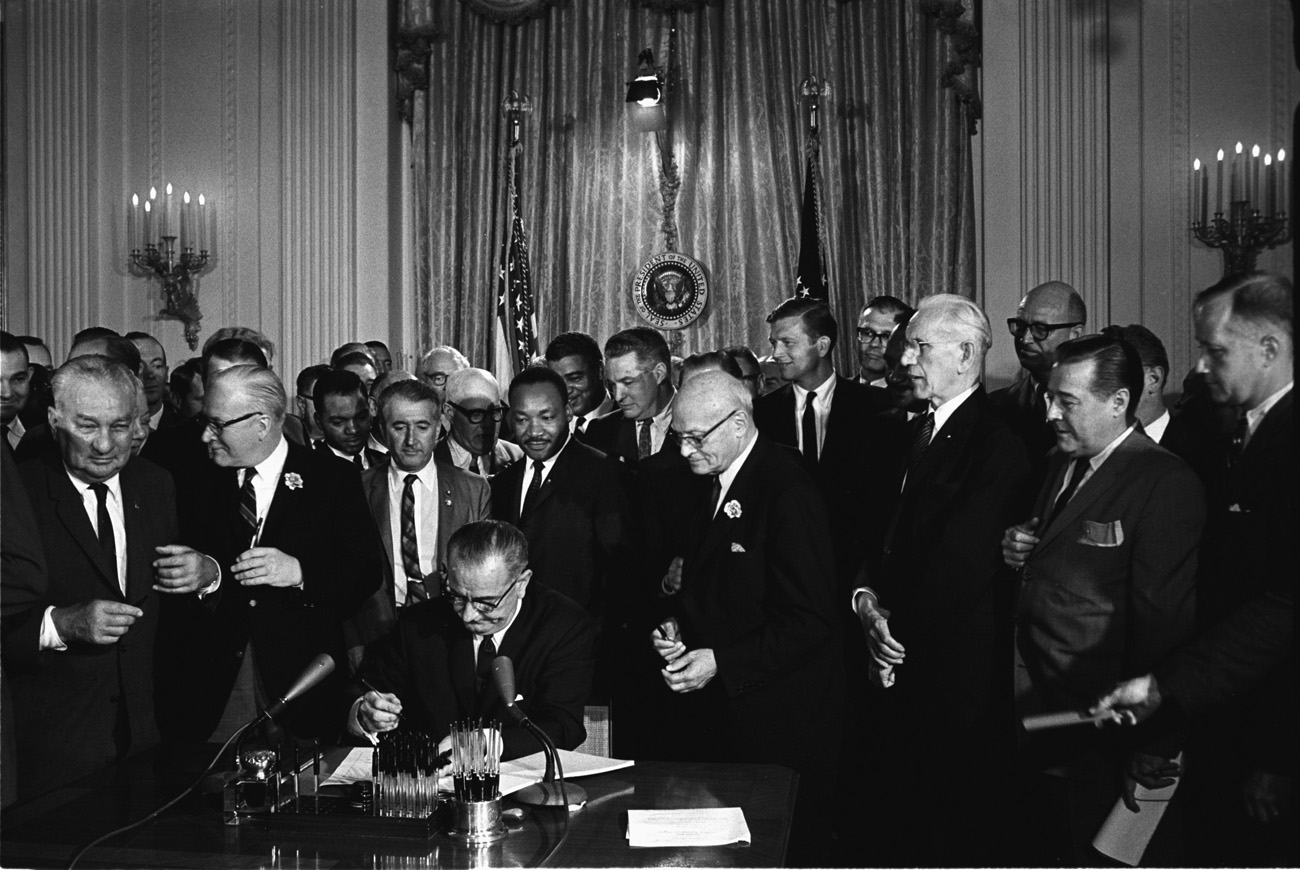 The signing of the Civil Rights act