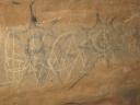 Historic Indian Art discovered in Dunbar Cave partially covered with more modern graffiti