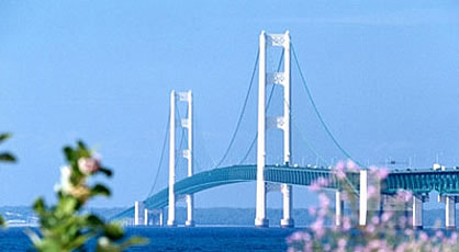 The 5 mile long Mackinac Bridge