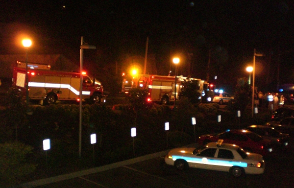 Emergency vehicles and personnel block commerce street which will remain closed until the Police Department building is cleared by hazmat teams. Photograph by Bill Larson, clarksvilleonline.com