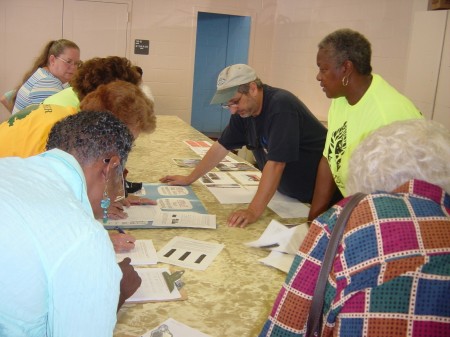 Gregg Schlanger conducts interviews with residents