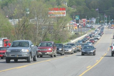 Rush hour traffic on Providence BLVD.