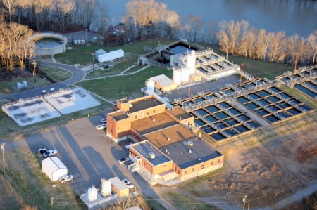 Clarksville\'s water intake facility on Queens Bluff