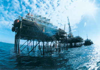 A oil platform in the Caspian Sea