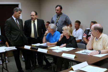 City Attorney Harvey, appellant attorney Napolitano and the appeal panel- Geno Grubbs, Sharon Hust and Richard Swift